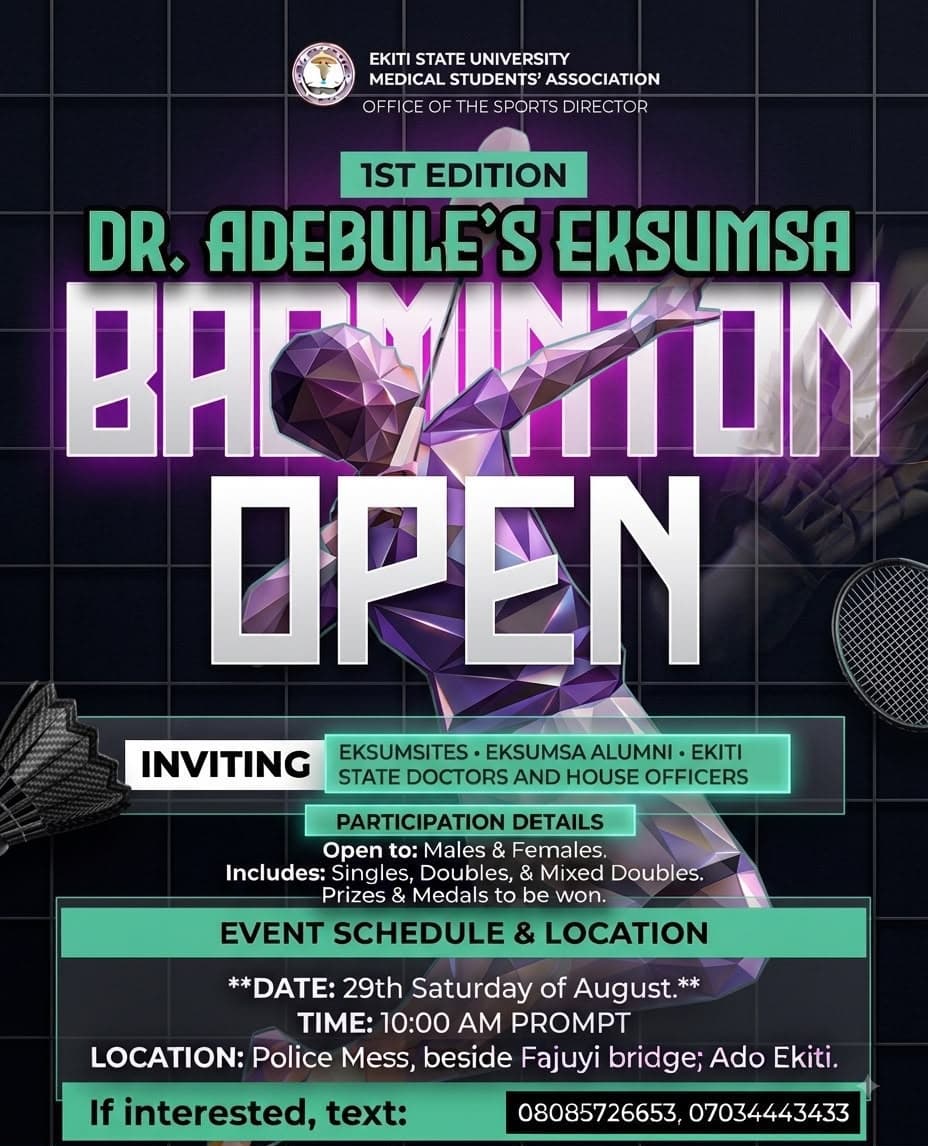 *1ST EDITION: DR. ADEBULE’S EKSUMSA BADMINTON OPEN HOLDS TOMORROW*